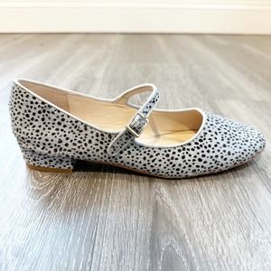 Intentionally Blank Kemp Spotted Calf Hair Mary Jane Flats Blue 9
